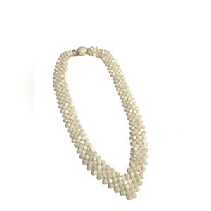 Vintage Faux Pearl V Neck Choker Necklace